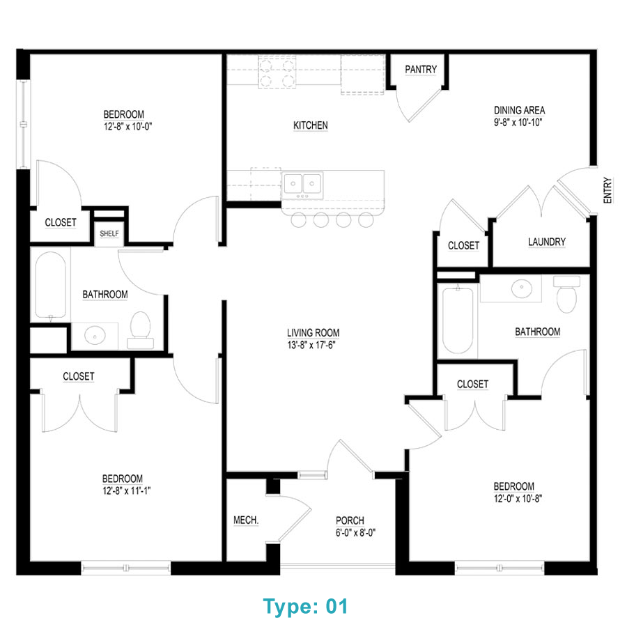 1 BHK Floor Plan